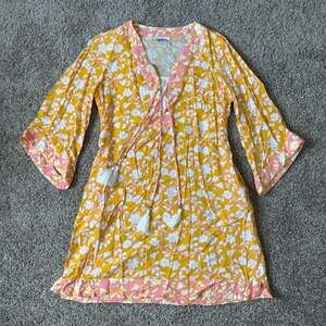 Peachymama Yellow and Pink Floral Breastfeeding Tunic Dress Boho Hippie M